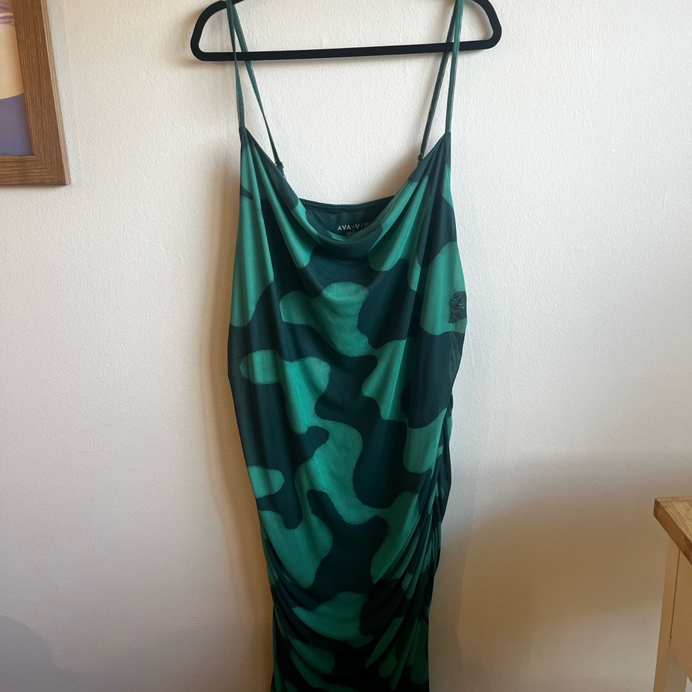 Ava & Viv Green Camouflage Dress